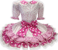Mia Custom Fit Floral Polka Dots Big Bow Adult Sissy LG Dress by Leanne's