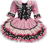 Ready-to-Wear Pink Ruffles Polka Dots Black Lambs Adult Sissy Dress by Leanne's