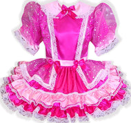 Carla Custom Fit Fuchsia Pink Satin Adult Little Girl Sissy Dress by Leanne's