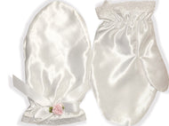 White Satin (or Made-to-Match) Adult Baby Mittens Sissy Dress up by Leanne's