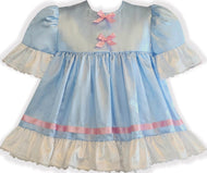 Custom Fit Blue Satin Pink Bows Adult Sissy Babydoll Nightgown by Leanne's