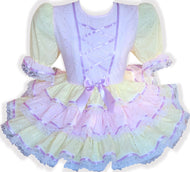 Kylie Custom Fit EASTER Pink Yellow Eyelet Ruffles Adult Sissy Dress by Leanne's