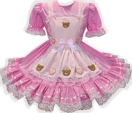 Hannah Custom Fit Pink Teddy Bears Hearts Adult Sissy LG Dress by Leanne's