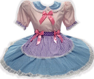 Ready-to-Wear Pink Lavender Blue Gingham Bows Adult Sissy Dress by Leanne's