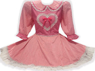 Ready-to-Wear Pink Gingham Heart Silver Lace Adult Sissy Dress by Leanne's