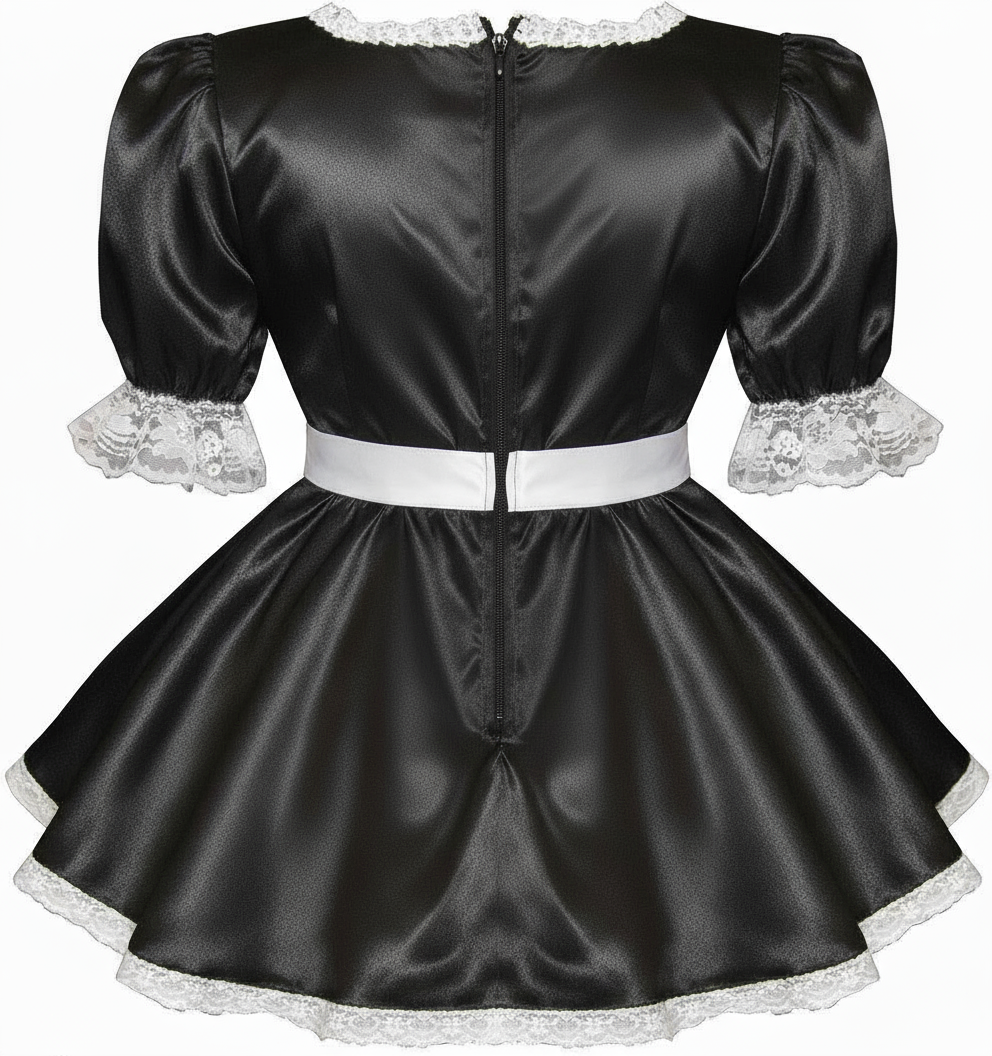 Jennifer Custom Fit Simple Lacy Satin Maid Dress Adult Sissy by Leanne Leanne's Pretty Dresses Jennifer Custom Fit Simple Lacy Satin Maid Dress Adult Sissy by Leanne Leanne's Pretty Dresses
