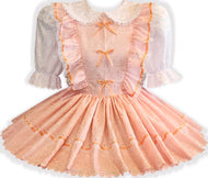 Daliah Custom Fit Peach White Eyelet Adult Sissy Dress by Leanne's