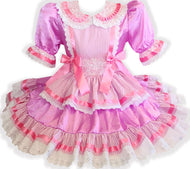 46.5" Ready to Wear Pink Gingham Satin Eyelet Adult Sissy Dress by Leanne's
