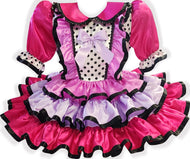 Gluck Custom Fit Hot Pink Violet Lavender Polka Dot Satin Adult Sissy Dress by Leanne's