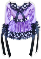 Jordan Custom Fit Purple Lavender Black Polka Dot Satin Adult Sissy Dress by Leanne's