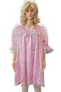 Ready to Wear Pink Silver Stars Satin Adult Sissy Nightgown by Leanne's