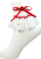Red Ribbon Bows White Lacy Socks for Adult Sissy Little Girl Leanne's