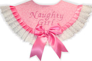 Naughty Girl Adult Baby Embroidered Pink Lace Ribbon Sissy Collar by Leanne's