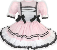 Ready to Wear Pink Cotton Black Lace Bows Adult Sissy Dress Leanne's