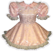 Heather Custom Fit Lacy PINK Brocade Adult LG Baby Sissy Dress LEANNE