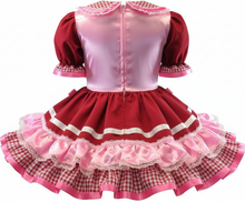 Layla Custom Fit Red Gingham Pink Satin Bows Adult Sissy Dress by Leanne's