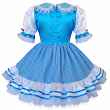 Custom Fit Aqua Hello Kitty Aqua Satin Gingham Adult Little Girl Sissy Dress by Leanne's