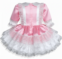 Shyanne Custom Fit Pink White Satin Lace Adult Sissy Dress by Leanne's