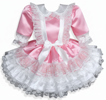 Shyanne Custom Fit Pink White Satin Lace Adult Sissy Dress by Leanne's