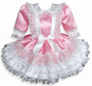 Shyanne Custom Fit Pink White Satin Lace Adult Sissy Dress by Leanne's