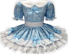 Roberta Custom Fit Blue Floral White Ruffles Bows Adult Sissy LG Dress by Leanne's
