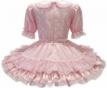 Patricia Custom Fit Pink Satin Lace Bows Adult Sissy LG Dress by Leanne's