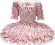 Patricia Custom Fit Pink Satin Lace Bows Adult Sissy LG Dress by Leanne's