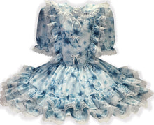 Tanya Custom Fit Blue Floral Lacy Ruffles Adult Sissy LG Dress by Leanne's