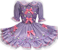 Custom Fit Lavender Gingham Hello Kitty Pink Bows Adult Sissy Dress by Leanne's