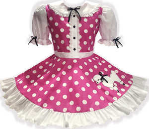 Custom Fit Pink White Polka Dots Poodle Skirt Adult Sissy Dress by Leanne's