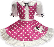 Custom Fit Pink White Polka Dots Poodle Skirt Adult Sissy Dress by Leanne's