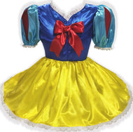 Custom Fit Satin Snow White Halloween Costume Adult Sissy Party Dress