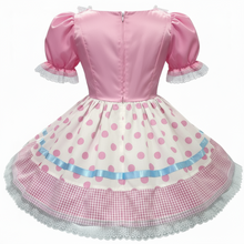 Custom Fit Bo Peep Halloween Costume Pink Polka Dots Adult Sissy Dress