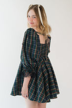 Green Tartan Sissy Cottage Dress with Puff Sleeves | Leanne's