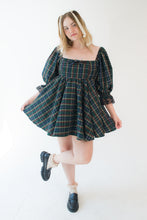 Green Tartan Sissy Cottage Dress with Puff Sleeves | Leanne's
