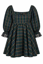 Green Tartan Sissy Cottage Dress with Puff Sleeves | Leanne's