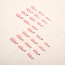 Pink Sissy Heart Stripe Press on Nails