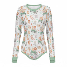 Adult Baby Safari Animals Long Sleeve Snap Crotch Onesie