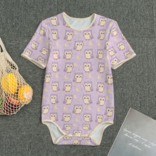Lavender Moonlit Owls Short Sleeve Adult Baby Onesie