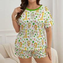 Adult Baby Jungle Animals Playtime Jammies 2pc Shorts Set