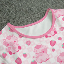 Pink Strawberry Cows ABDL Snap Crotch Onesie Bodysuit