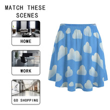 Blue Dreamy Skies Clouds Adult Little Girl Play Skirt