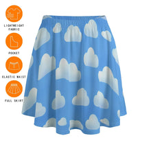 Blue Dreamy Skies Clouds Adult Little Girl Play Skirt