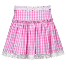 Pink Gingham Lace Trim Sissy Mini Skirt