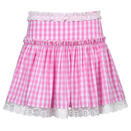 Pink Gingham Lace Trim Sissy Mini Skirt