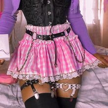 Pink Gingham Lace Trim Sissy Mini Skirt
