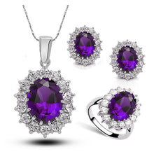 Crystal Bridal Necklace Earrings Ring Jewelry Set - 5 Colors