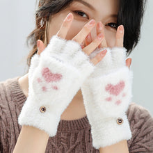 Paw Print Half-Finger Knitted Winter Kawaii Gloves - 5 Colors