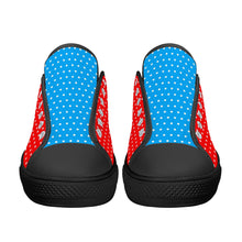 Red & Blue Candy Pop Polka Dot Canvas Sneakers