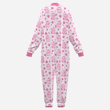 Pink Strawberry Cows Adult Footed Sleepers Onesie